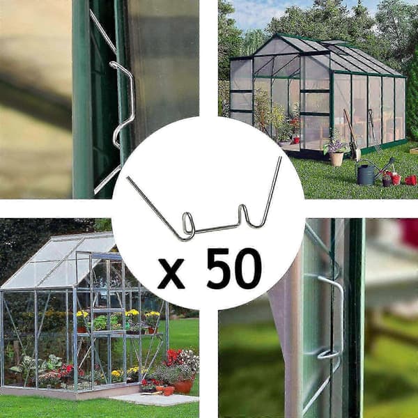 50 stk. drivhus W-klips i rustfritt stål, wire for glassrammefiksering