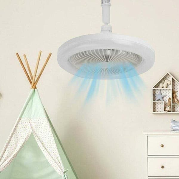 Loftventilator med lys og fjernbetjening, E27A LED loftventilator, variabel hastighed, 30W lydløse loftventilatorer med integreret vægventilator til timer