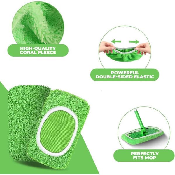 Genanvendelige Swiffer Sweeper-klude, 8 stk., grønne, velegnet til gulve, glasoverflader, skabe