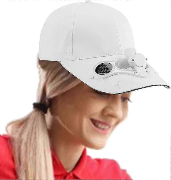 Hvit viftehatt solcelleviftehatt sommer viftehatt baseballcaps golfcaps solcelleviftehatt for menn og kvinner