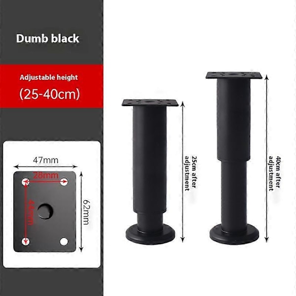 Helposti asennettava 4 pöydänjalan sarja, korkeussäädettävä sopimaan erilaisiin kodin tyyleihin Black 25cm-40cm