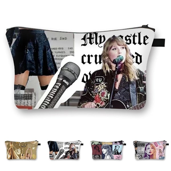 Laulaja Taylor Swift Kosmetiikkipussi Faneille Piirretty Rakkauslahja Matkakosmetiikkipussi Vetoketjullinen Kosmetiikkipussi Toilettitarvikepussit Naisille Teineille C C
