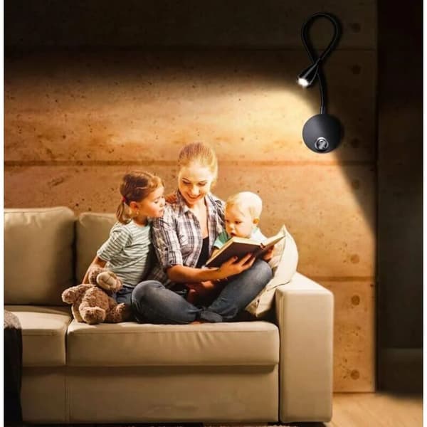 2-pack väggmonterad sänglampa, LED svanhals läslampa, 3W, 3000K varmvit