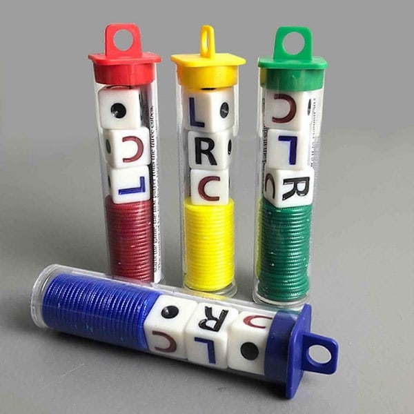 L C R Vänster Mitt Höger Tärningsspel L R C-fodral med marker och tärningsbrädespel Leksaker, 100% Nytt yellow
