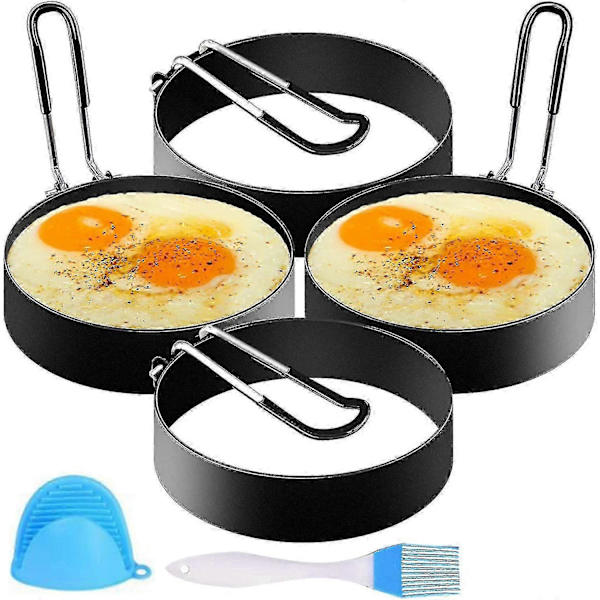 4 Stekte Eggformer, Pannekakeform Rustfritt Stål Non-stick