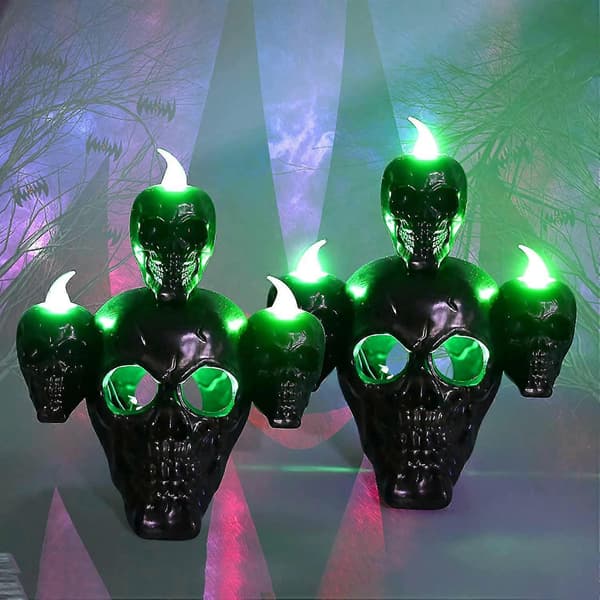 2025 Halloween Skull røkelsesbrenner, LED-belyst skull røkelsesbrenner, egnet for Halloween