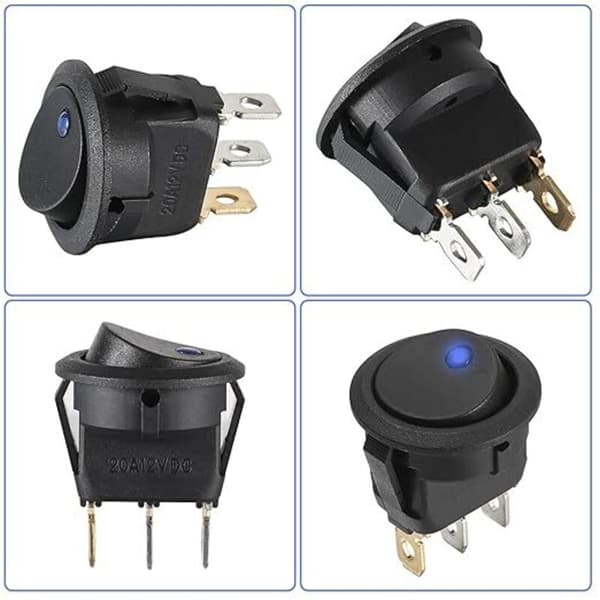 12V DC 12V 20A 3-pins SPST Låsende Rund Vippebryter, 10 Stykker, 5 Farger, for Bil, Lastebil, Båt