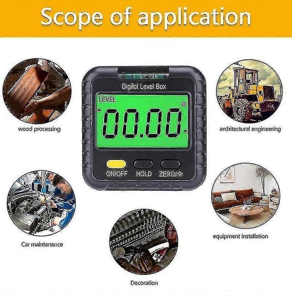 360 Graders Mini Inclinometer Elektronisk Vattenpass Magnetisk Bas Vinkelmätare