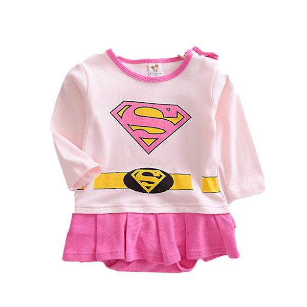 Baby Newborn Toddler Superhelt Romper Lang Ermet Jumpsuit Playsuit Kostyme Superman B 12-18 Months