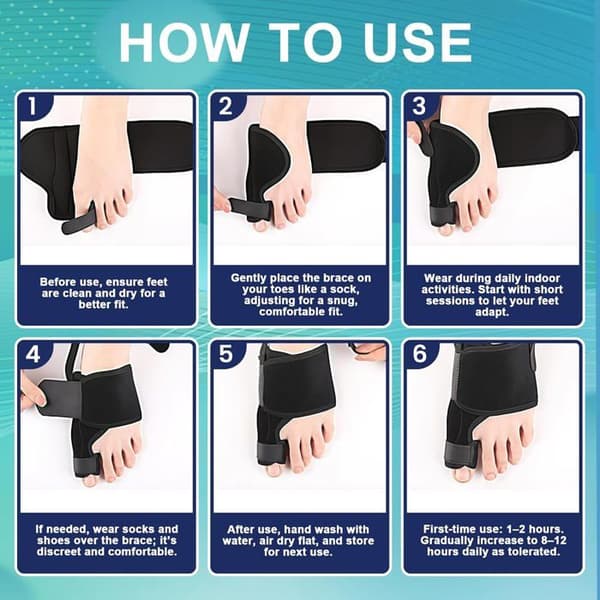 1 par Hallux Valgus-korrigerer, justerbar natt- og dag-tåskiller for hallux valgus-bunion for kvinner og menn