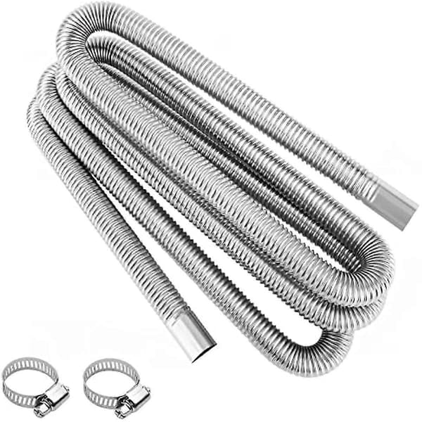 Eksosslange for strømgenerator 25 mm eksosslange 300 cm rustfritt stål ekstravarmer eksos med 2 stk rustfrie stålklemmer for biler 300cm