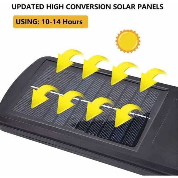Utendørs solcellelampe, 6000LM LED gatelys solcelleflomlys bevegelsessensor 3 moduser IP67 vanntett for hage, garasje, gårdsplass, trapper