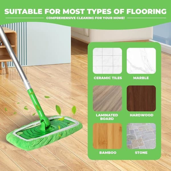 Genanvendelige Swiffer Sweeper-klude, 8 stk., grønne, velegnet til gulve, glasoverflader, skabe