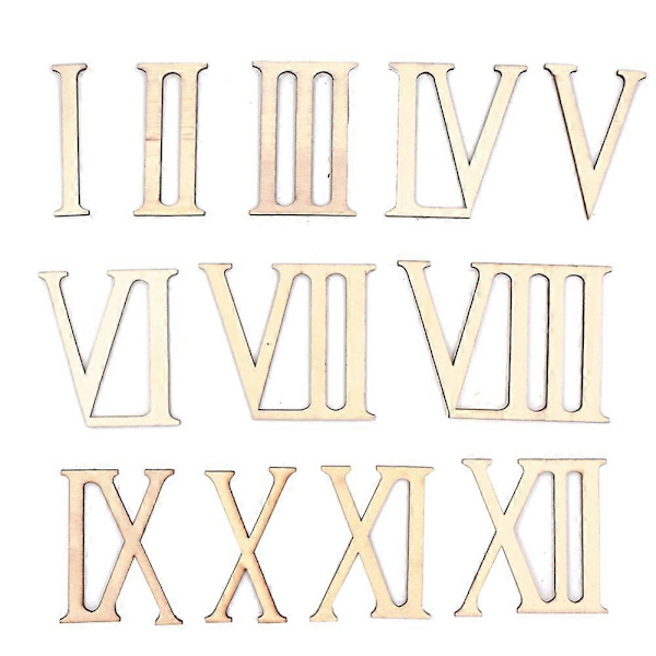 12 st Ommålade Träskivor med Romerska Siffror DIY Hantverk Ornament Scrapbooking Dekoration