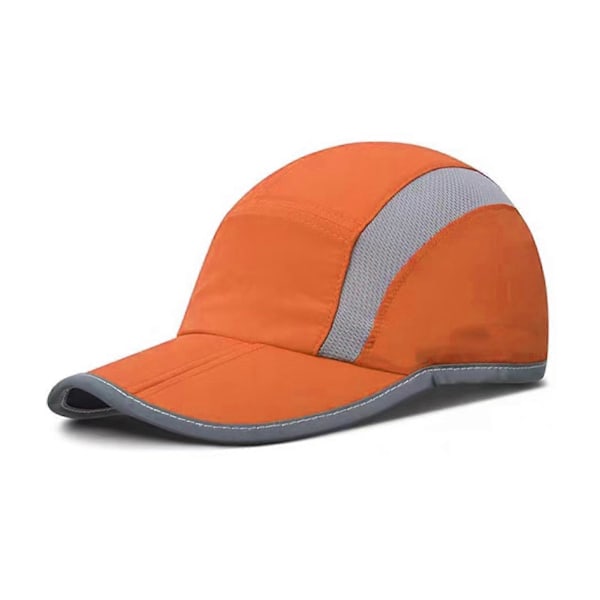 Lång Keps Unisex Solskydd Anti-UV Bra Andningsförmåga Ihålig Mesh Vikbar Reflexremsa Svettabsorberande Band Snabbtorkande Sportmössa Löpning Orange