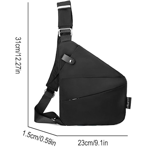 Stöldskyddande Reseväska, Cross Body Vattentät Reseväska, Slank Slingväska Cross Body Reseväska, Casual Ryggsäck, Bröstväskor för Män, Resor, Utomhus Black