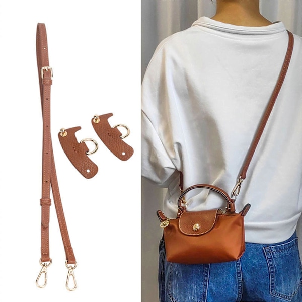 Udskiftelig crossbody taskerem skulderrem PU læder taskerem håndtaskerem justerbar udskiftelig taskerem cognac farve cognac color