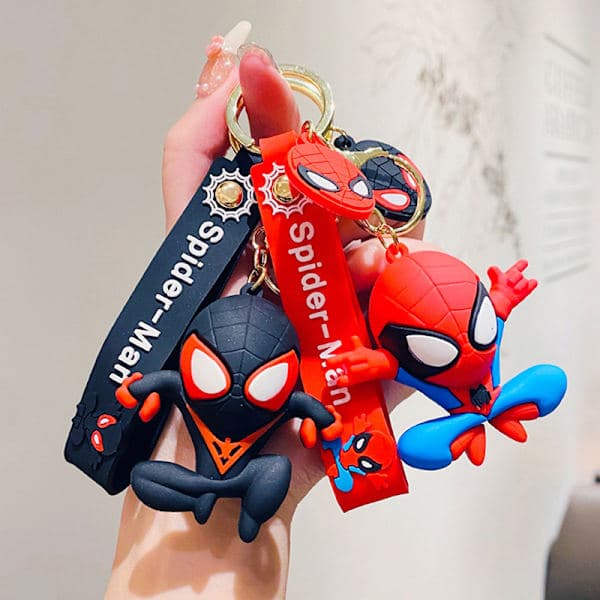 Marvel Spiderman Anime Figurer Nyckelring Tecknad Spindel Docka Ke - i lager Svart