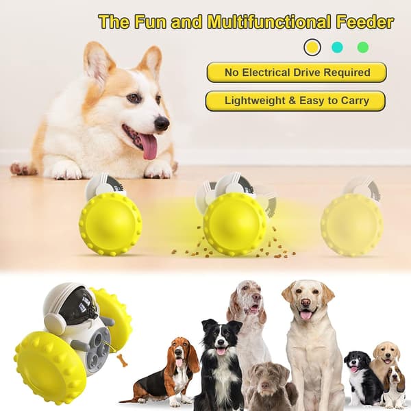 Interaktiva Hundleksaker mot Uttråkning, Godisautomat Hundleksak, Långsam Foder Hundleksaker, Självgående Hundleksak, Hundpresenter Yellow