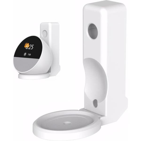 Veggmontert stikkontaktholder for Echo Spot - Google høyttalerholder - Integrert kabelhåndtering - Veggfeste - Borefrie tilbehør