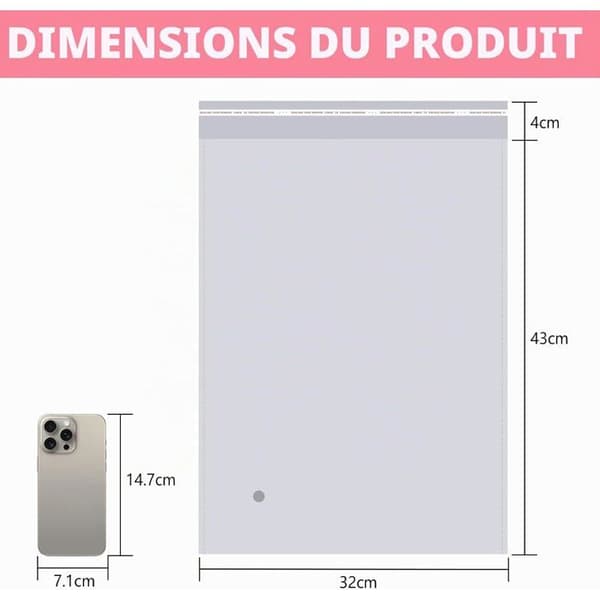 A3 Gennemsigtig Pose - 50 Stykker - Cellofan - Klæbende Lukning - Til Gaver og Mad - 32x44+4cm