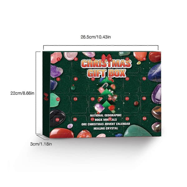 Adventskalender 2025 24 Fack Mineral Blind Box Julklappsbox Mineral Presentförpackning Nedräkning 24 Dagars Överraskningspresentförpackning Blind Box