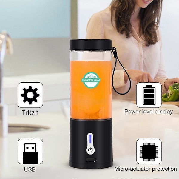 Personlig Blender för Smoothies och Shakes Smoothie Blender Mini Maskin 530ML Svart
