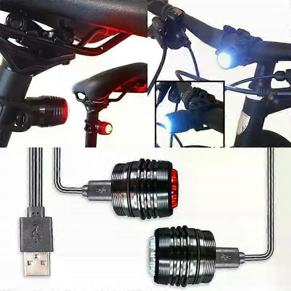 LED sykkelbaklys Sykkel frontlys USB oppladbart sikkerhetsvarsellys Sykkelhodelykt Red Light
