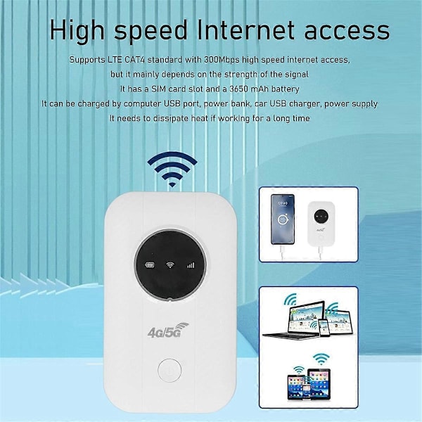 LTE 4G 5G Modem Router, 300 Mbps Hotspot Upp till 10 Enheter, SIM-kortplats