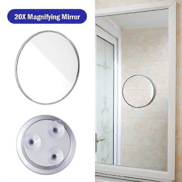 Meikkipeili 20x Suurennuspeili 3 Imukupilla Kosmetiikkavälineet 1kpl White