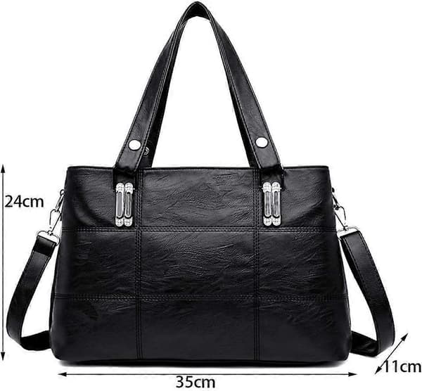 Håndtasker til damer Top Handle Læder Skuldertaske Crossbody Tasker Dame Tote Messenger Designer Tasker (Sort)