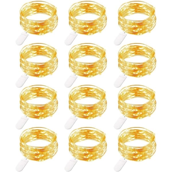 12-pack ljusslingor, 20 LED-lampor koppartråd batteridrivna, 2m mikrolampor för DIY festdekor camping, varmvitt