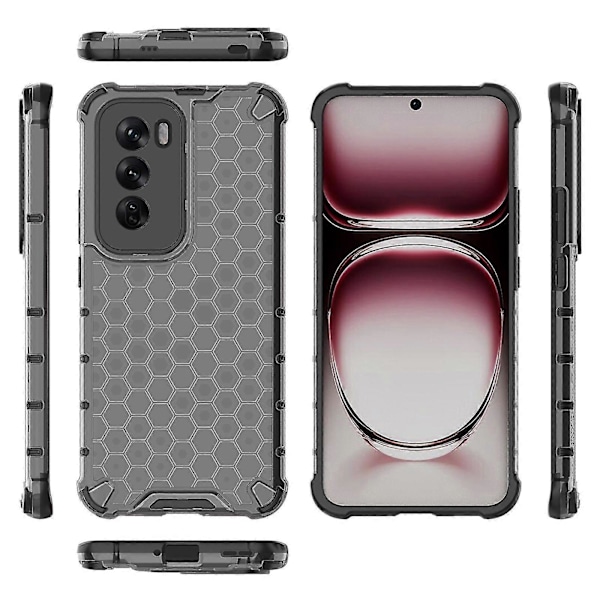 Mobilfodral för Oppo Reno12 5G - PC+TPU, Honungskaka-design, Stötdämpande Black