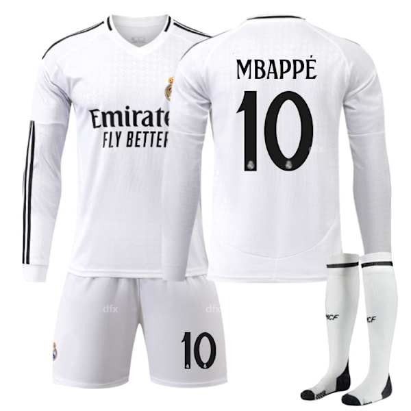 Real Madrid Barn Hemmatröja Set 2024-2025 Höst & Vinter Nr 10 Strumpor + Skydd 22 MBAPPE No 11 socks 28