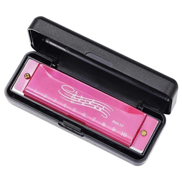 Harmonika i C-dur, 10 hullers blues-harpe diatonisk mundharmonika 20 toner Pink