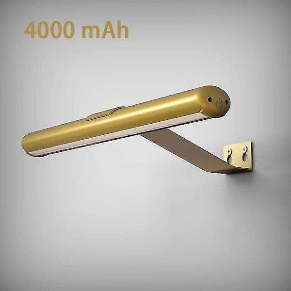 Trådlös vägglampa med fjärrkontroll, LED-bildbelysning, USB-uppladdningsbart batteri, läslampa, enkel montering för vardagsrum Golden 4000 mAh