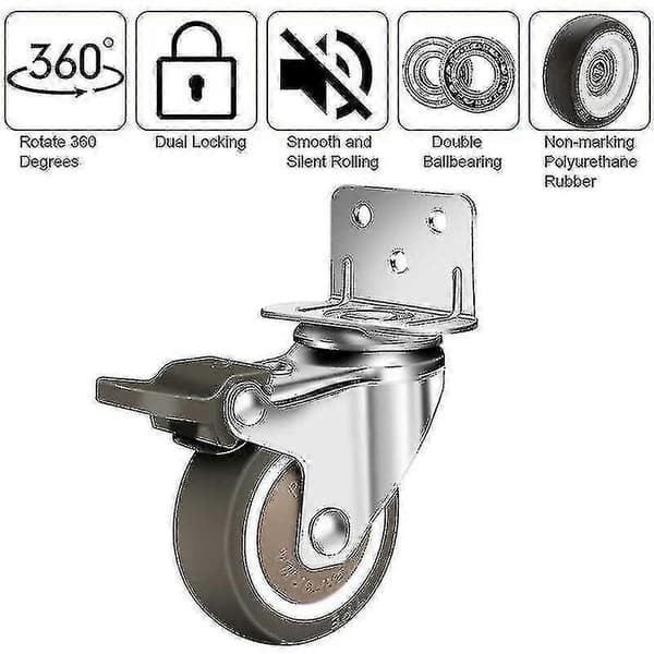 Sett med 4 50mm svingbare hjul, 100kg møbelhjul, L -Yx