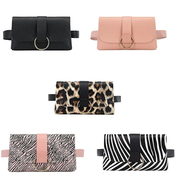 Dame Bæltetaske Tab Læder Fanny Pack ZEBRA MØNSTER-SORT - høj kvalitet Zebra Mønster-Sort Zebra Pattern-Black