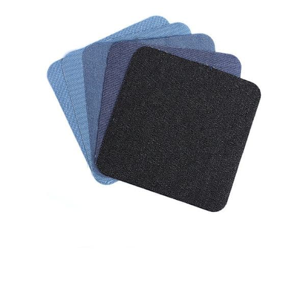 Firkantede strygemærker til jeans 5-pak DenimBlå 12.5x12.5 cm
