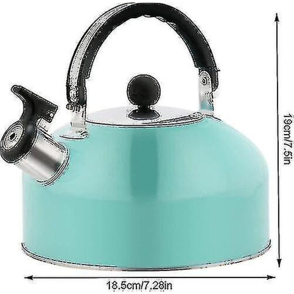 2.0l Vattenkokare med Visselpipa Polerad Kvalitet Rostfritt Stål 2.0 Liter Camping Vattenkokare-hy Blue