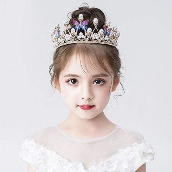 Barnkronor Huvudbonad Prinsessa Flickakrona Kristallblomma Barn Stor Hårband Barn Baby Födelsedag Brud Håraccessoarer