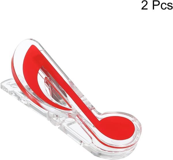 sourcing map Musiknodeclips Plastik Musiknodeclips Bogmærke Papirvarer til Musikpapirbogtilbehør Ottendedelsnode Clip Pakke med 2 Red