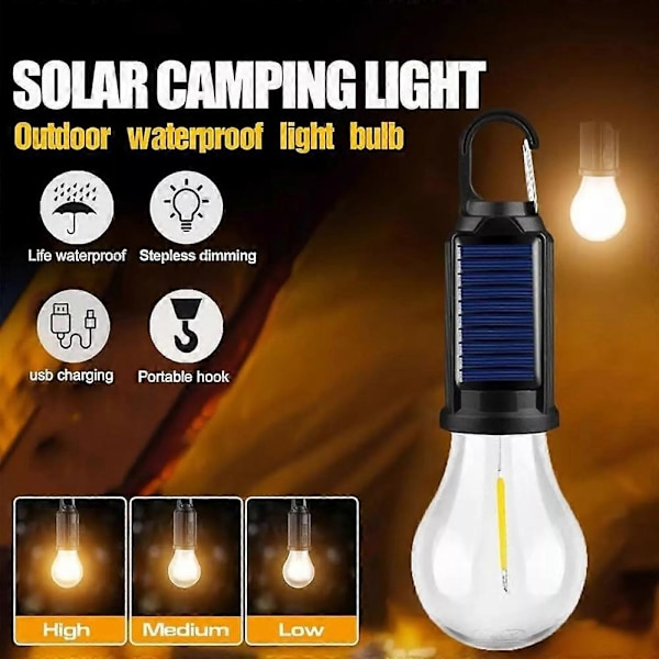 Solarteltlys USB Genopladelig LED Campinglanterne Udendørs C