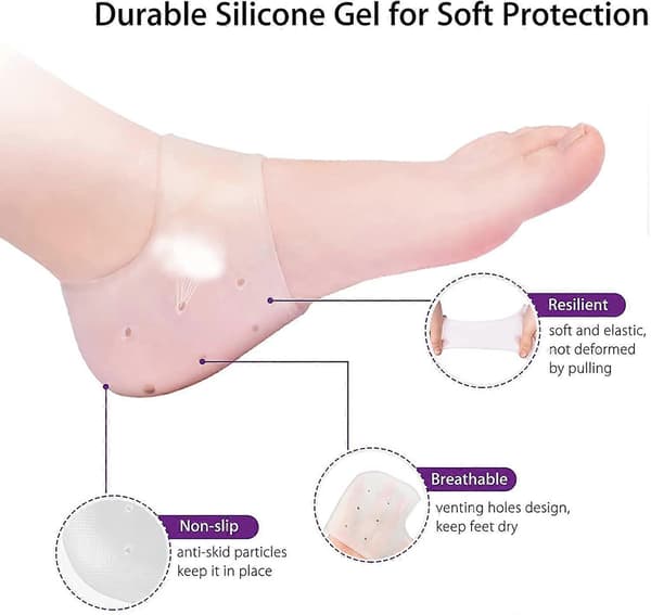 Osynlig Pad Sock Häl Silikon Gel Hälskydd för Hälsmärta 2st
