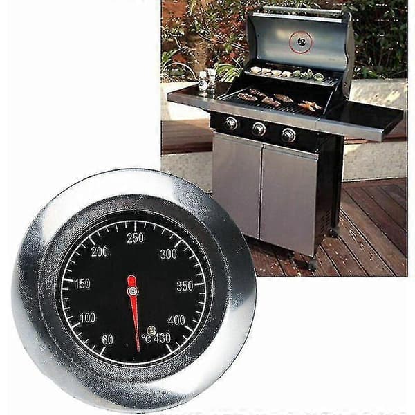 Termometer i rustfritt stål, metalltermometer, for grill i rustfritt stål, gassgrill, (60c -430c)