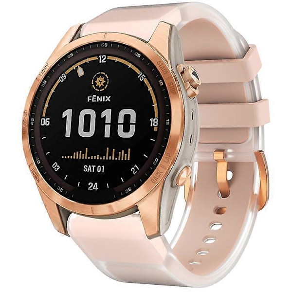 Kompatibel med Garmin Fenix 7S QuickFit 20mm Transparent Design Klockarmband Justerbart Silikonband Pink