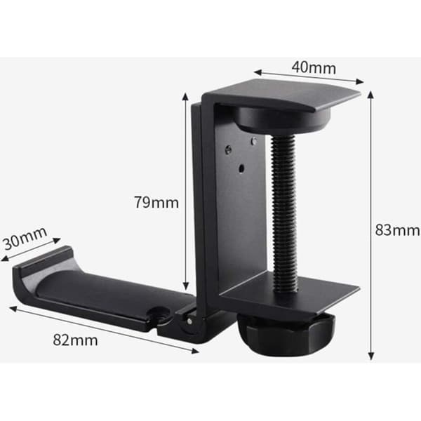 Sammenfoldelig hovedtelefonholder, aluminium hovedtelefonkrog, justerbar sort