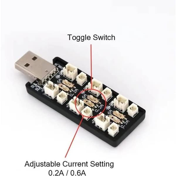 6-kanals USB-oplader - 1S LiPo 3.7V - JST PH 2.0 og Micro 1.25 stik - Til RC og modelfly
