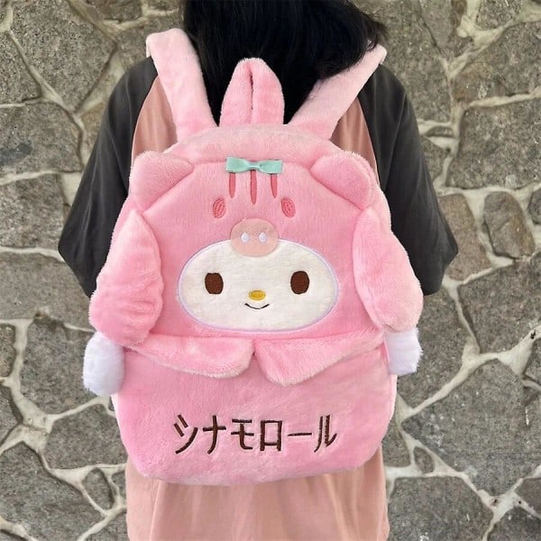 Ny Sanrio Tegneserie Søt Pluss Ryggsekk Cinnamoroll Kuromi Jente Hjerte Stor Kapasitet My Melody Skulderveske Barn Jul Gave Melody B