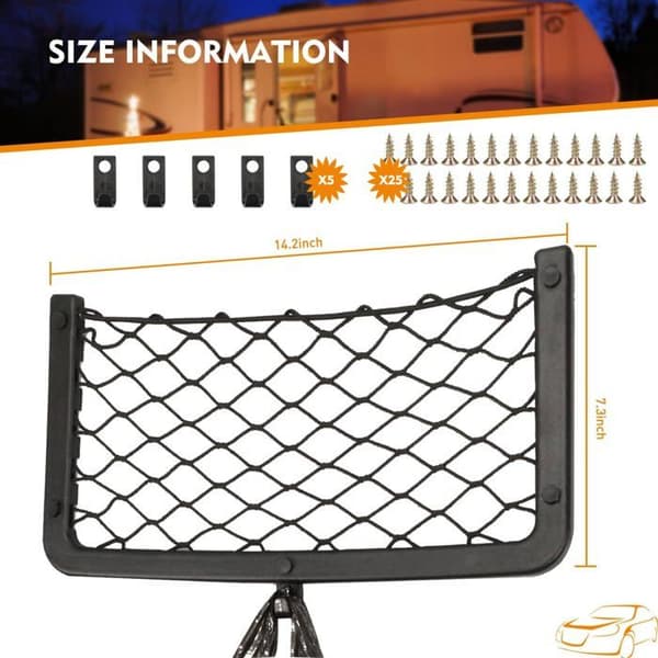 Opbevaringsnet til autocamper 5 stk., Organizer til bilbagagerum 36 * 18 cm, Multifunktionel opbevaringslomme